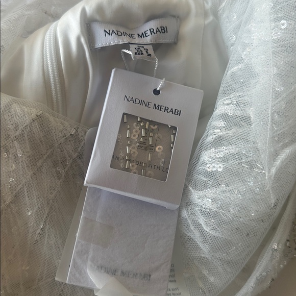 BNWT NADINE MERABI White Feathered Elissa Jumpsuit - Picture 12 of 16